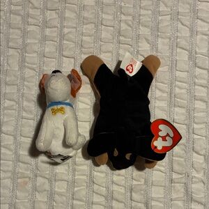 Ty Beanie Babies White and Black Dog Plush Pair